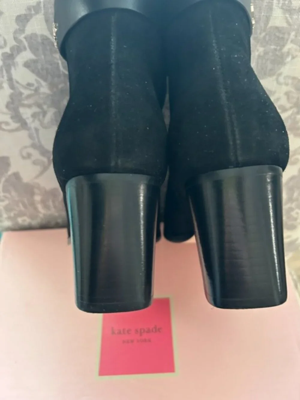 Kate Spade 'Morgan' Black Suede Booties, NWT, 9.5